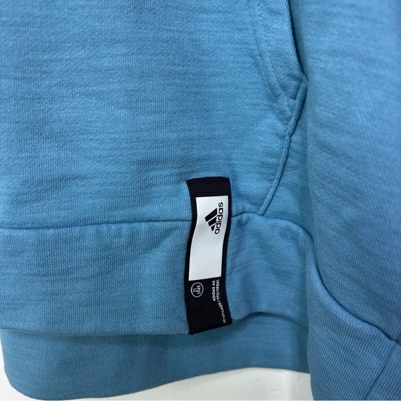 Adidas Blue Large Men's Sweatshirt Pullover Hoodie Cotton Blend Athletic - Picture 2 of 8